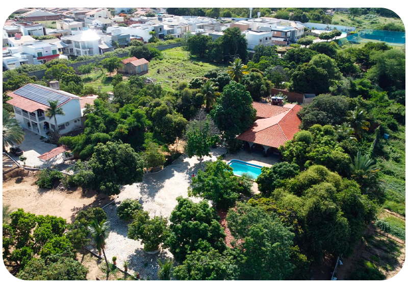 Vista aérea da estrutura da clínica