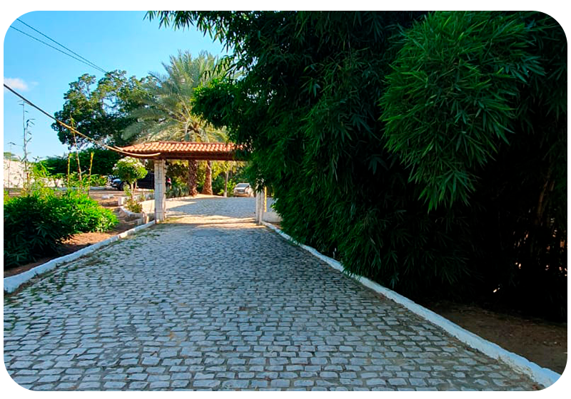Entrada calçada e portão da clínica